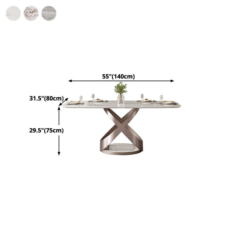 Traditional Luxury Dining Table Rectangle Sintered Stone Table for Living Room