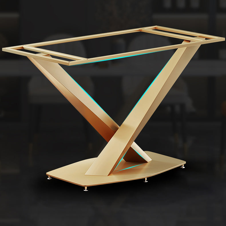Traditional Luxury Dining Table Rectangle Sintered Stone Table with Pedestal Base