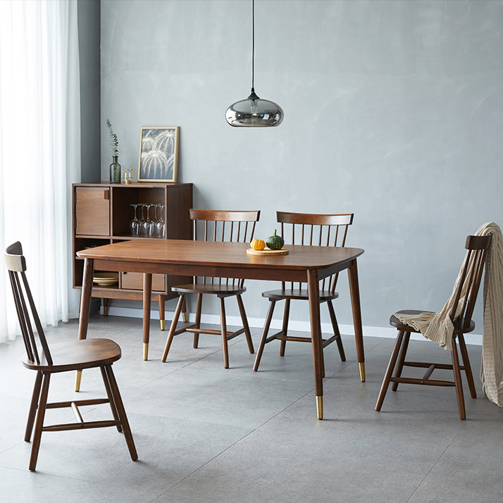 Traditionele luxe rechthoekige eettafel Rubberhouten eettafel met 4 poten