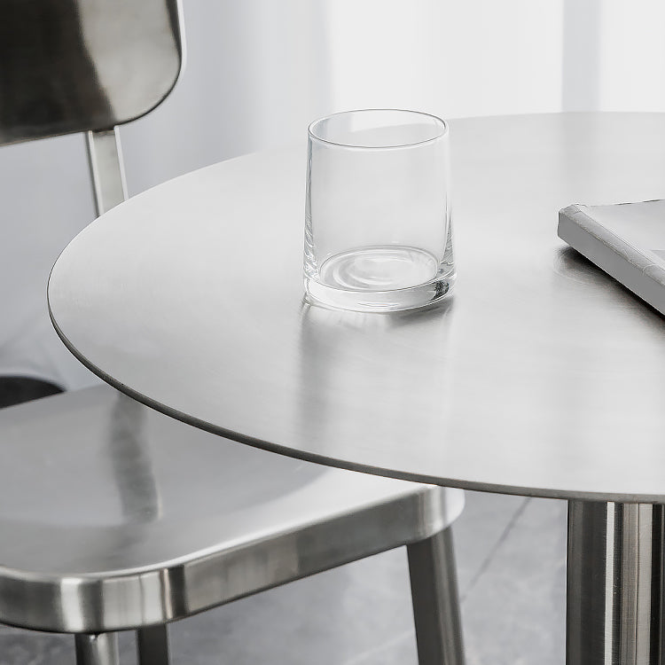 Mesa de comedor industrial mesa de acero inoxidable con base de pedestal para cocina