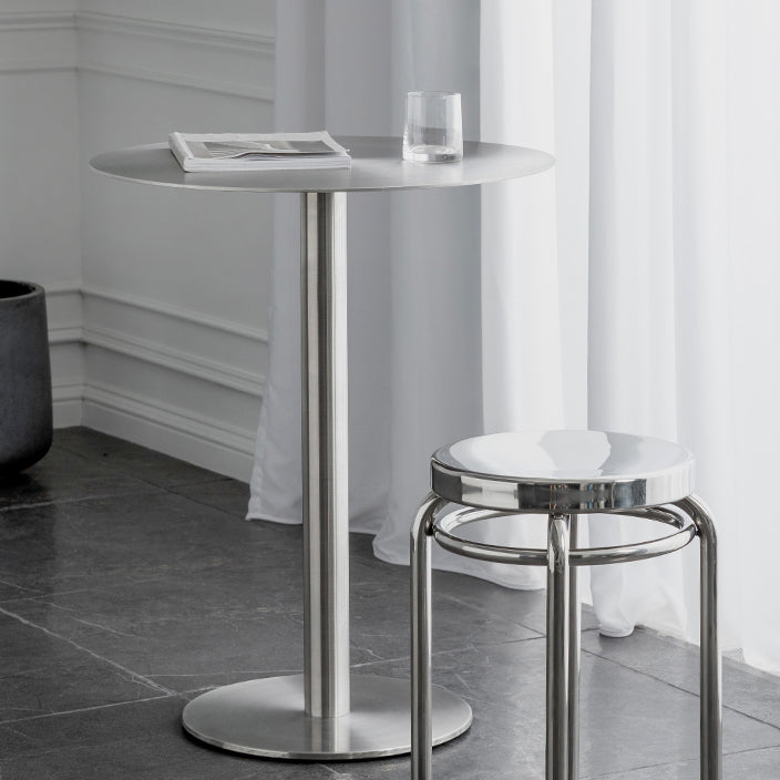 Mesa de comedor industrial mesa de acero inoxidable con base de pedestal para cocina