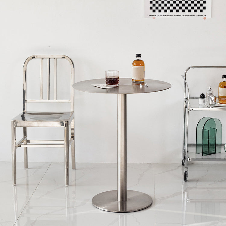 Mesa de comedor industrial mesa de acero inoxidable con base de pedestal para cocina