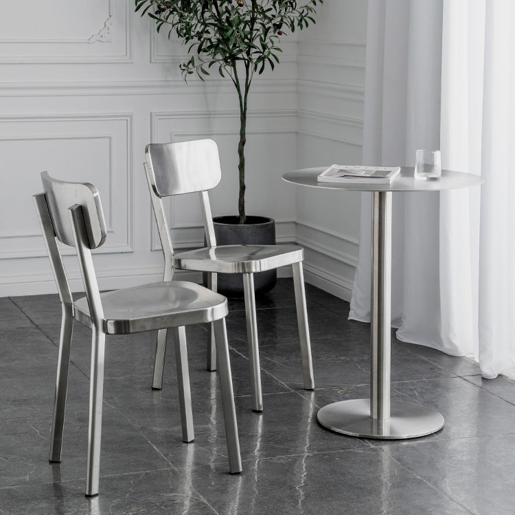 Mesa de comedor industrial mesa de acero inoxidable con base de pedestal para cocina