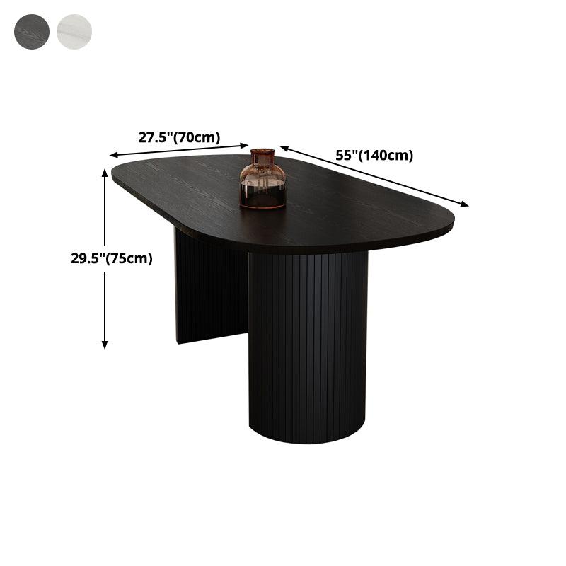 Solid Wood Contemporary Double Pedestal Dining Table Sintered Stone Table for Dining Room