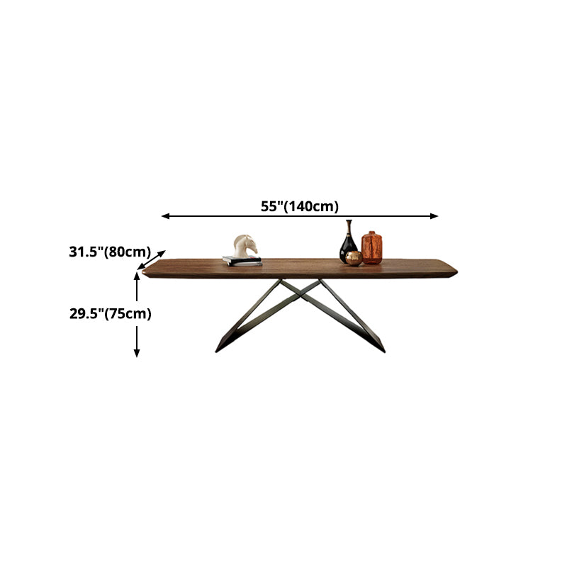 Industrial Metal Rectangle Dining Table Walnut Wood Top Table for Kitchen