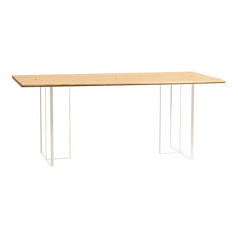 Tavolo da pranzo rettangolare moderno in acrilico Tavolo con piano in legno massello per sala da pranzo