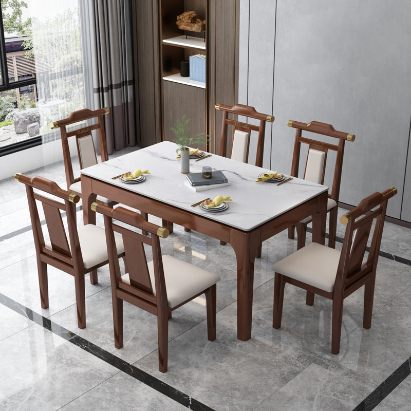 Stone Dining Room Collection Midcentury Style Rectangle 4 Legs Furniture for Home