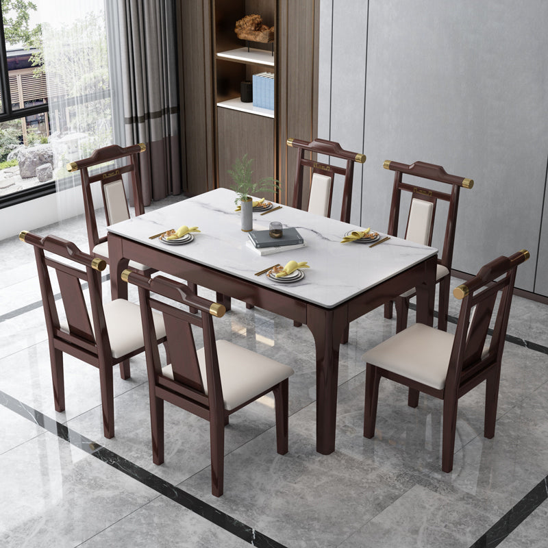 Stone Dining Room Collection Midcentury Style Rectangle 4 Legs Furniture for Home