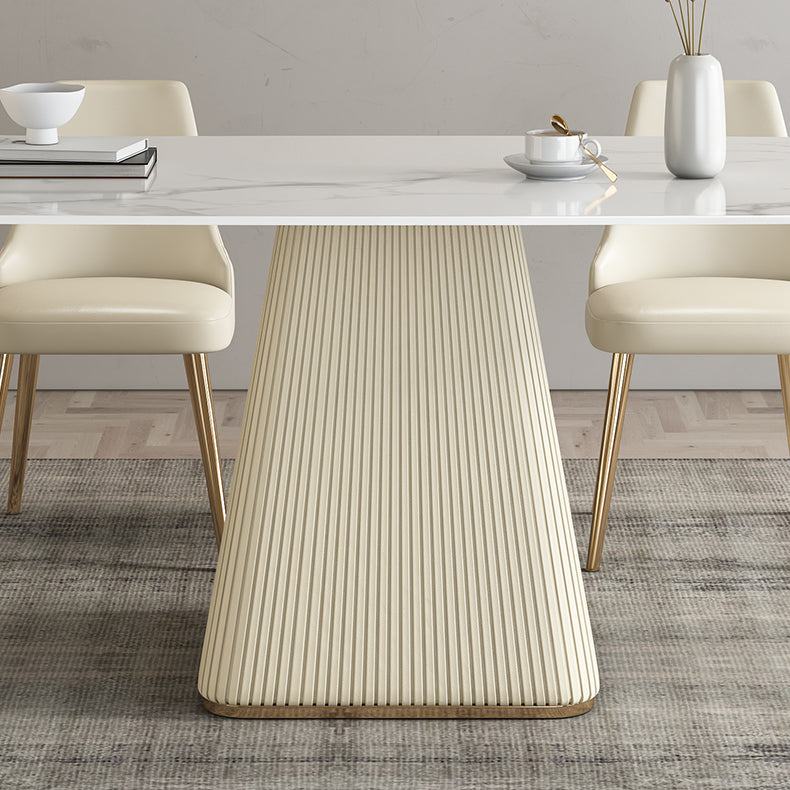 Nordic 1/2/5/7 Pieces Dining Set Sintered Stone White Table with Leather Chairs Dining Set