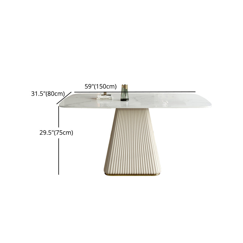 Nordic 1/2/5/7 Pieces Dining Set Sintered Stone White Table with Leather Chairs Dining Set