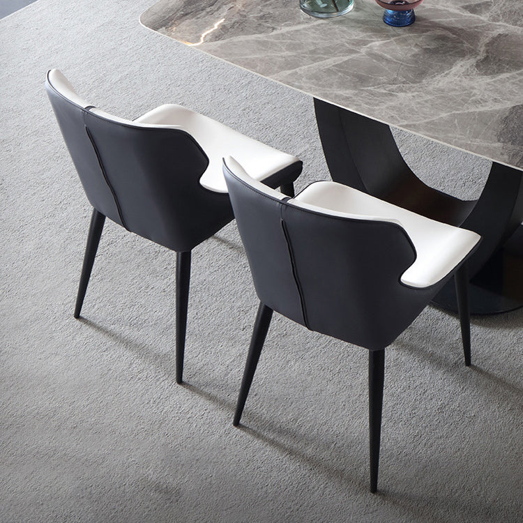 Silla de comedor tapizada de metal con respaldo de ala para el hogar industrial