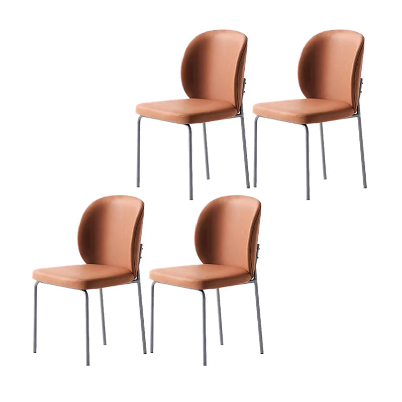 Silla lateral casera contemporánea Silla de comedor tapizada con patas de metal Wingback