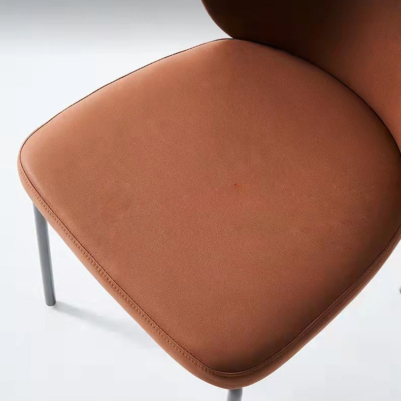 Silla lateral casera contemporánea Silla de comedor tapizada con patas de metal Wingback