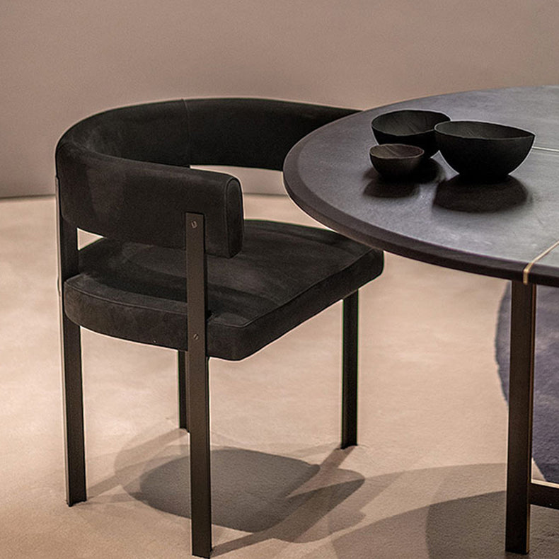 Fauteuils de salle à manger de style moderne, fauteuils rembourrés avec pieds en métal noir