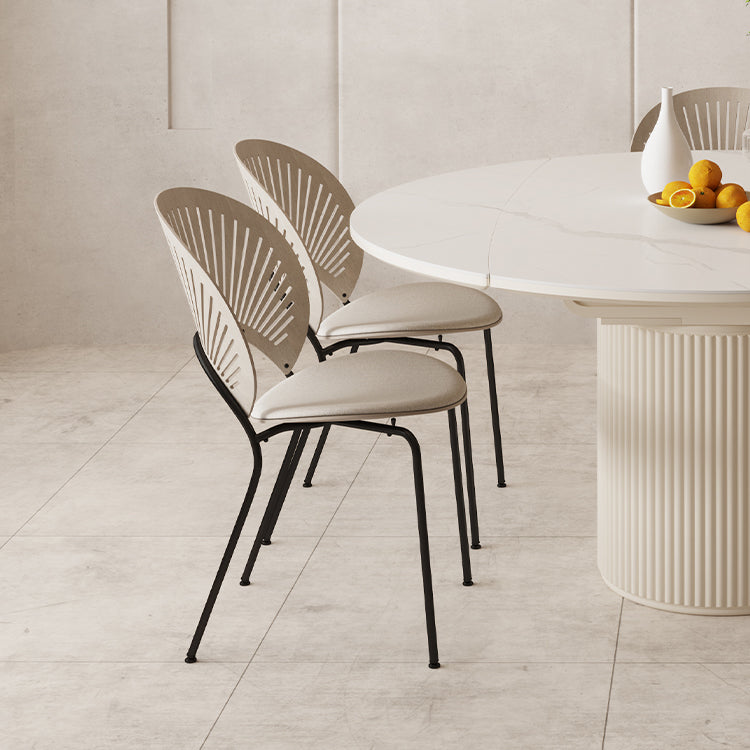 Sillas sin brazos de comedor modernas Sillas laterales de comedor interior con patas de metal