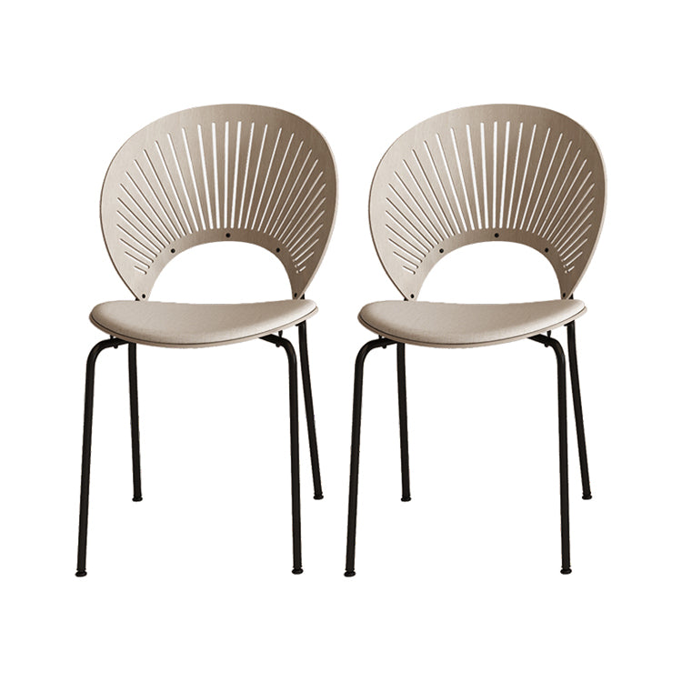 Sillas sin brazos de comedor modernas Sillas laterales de comedor interior con patas de metal