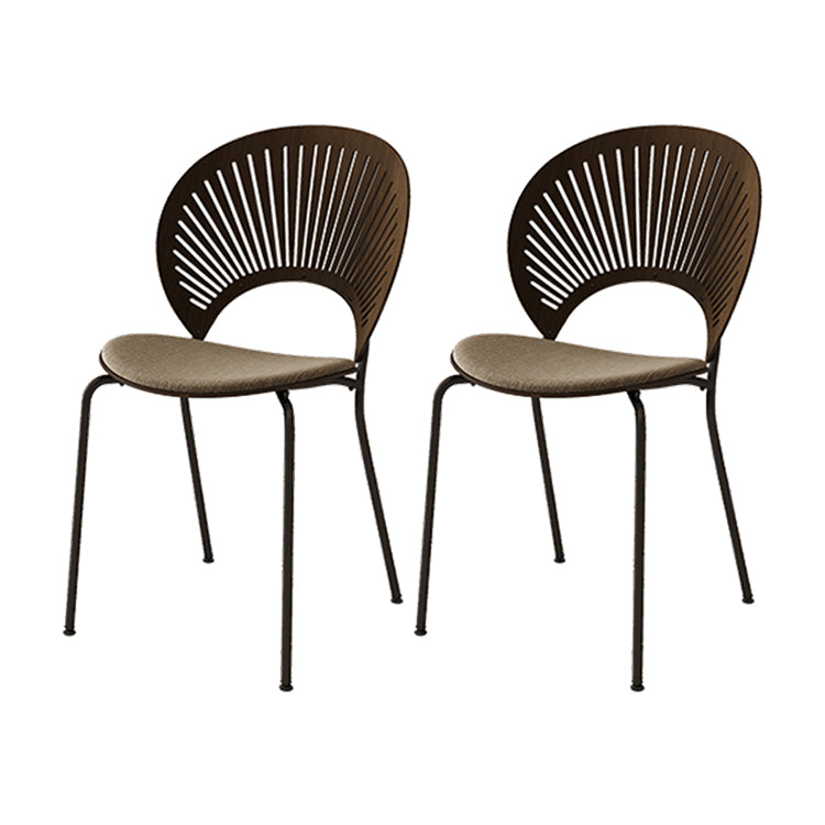 Sillas sin brazos de comedor modernas Sillas laterales de comedor interior con patas de metal