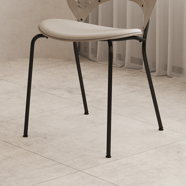 Sillas sin brazos de comedor modernas Sillas laterales de comedor interior con patas de metal