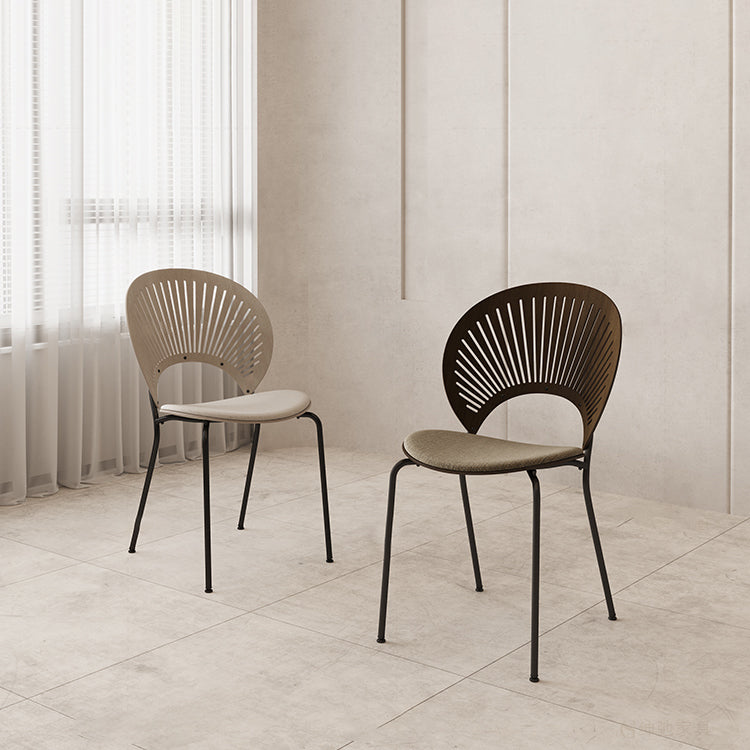 Sillas sin brazos de comedor modernas Sillas laterales de comedor interior con patas de metal
