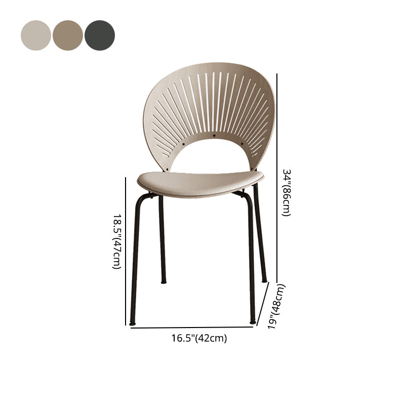 Sillas sin brazos de comedor modernas Sillas laterales de comedor interior con patas de metal