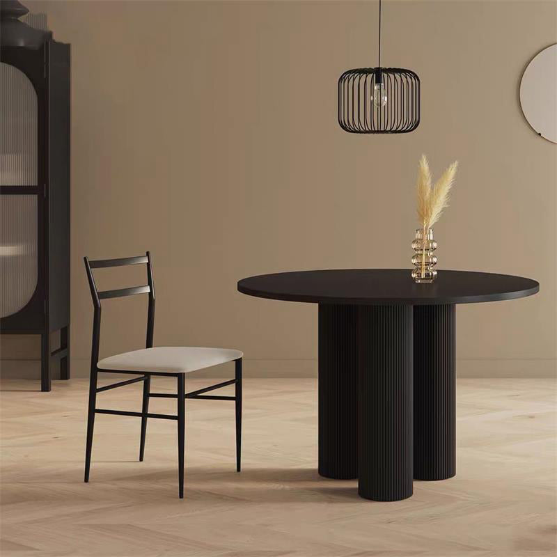 Gestoffeerde armloze eetkamerstoelen ladder achterzijde stoelen met metalen benen