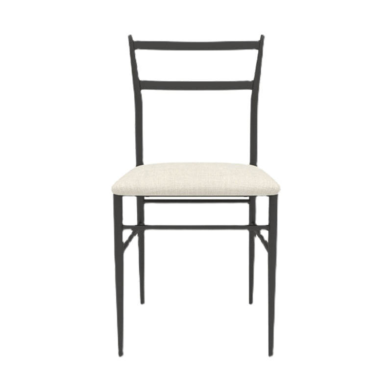 Gestoffeerde armloze eetkamerstoelen ladder achterzijde stoelen met metalen benen