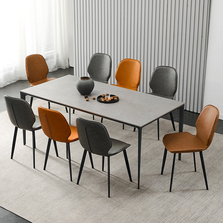 Silla de comedor de metal industrial, sillas de comedor de cuero sintético para uso en restaurantes