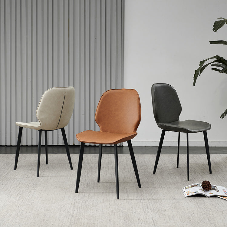 Silla de comedor de metal industrial, sillas de comedor de cuero sintético para uso en restaurantes
