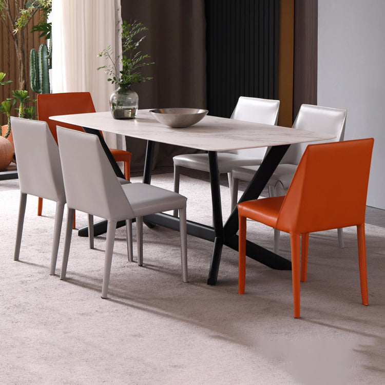 Sillas de comedor de cuero modernas, sillas de comedor de metal sin brazos para uso en restaurantes