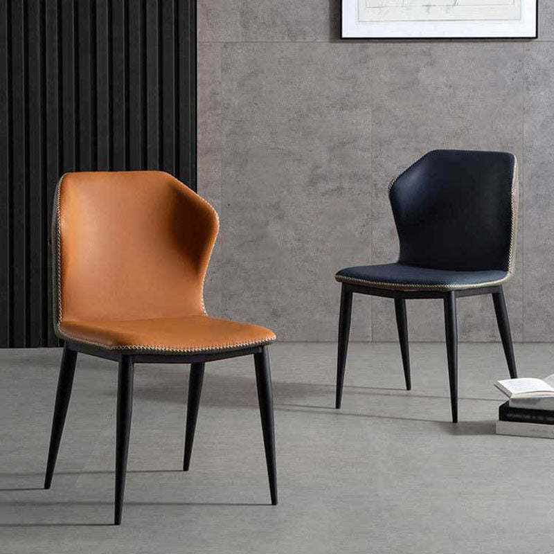 Silla de comedor de cuero contemporánea con respaldo lateral para sala de conferencias