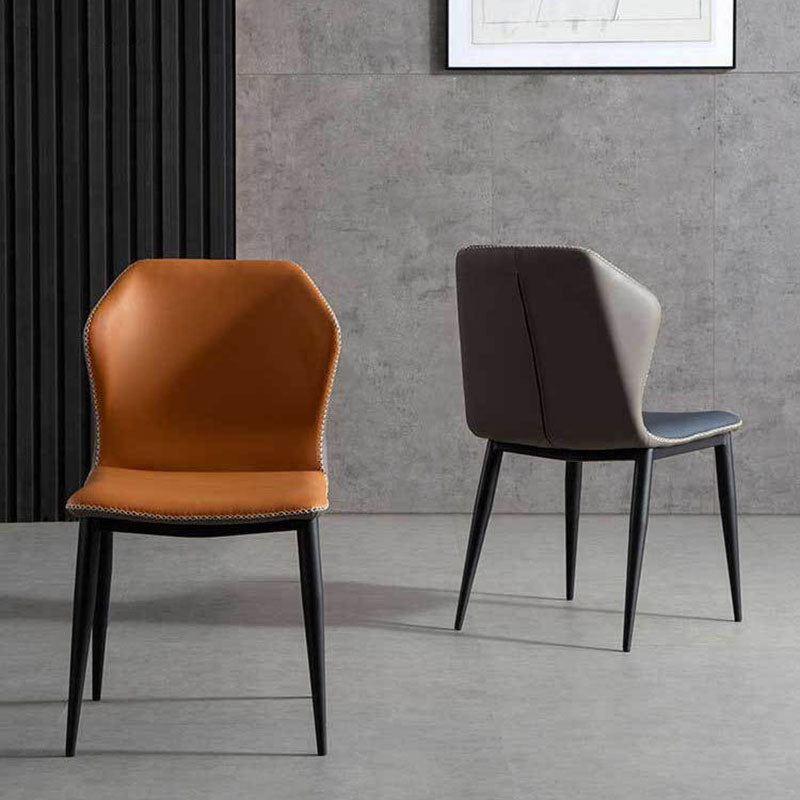 Silla de comedor de cuero contemporánea con respaldo lateral para sala de conferencias
