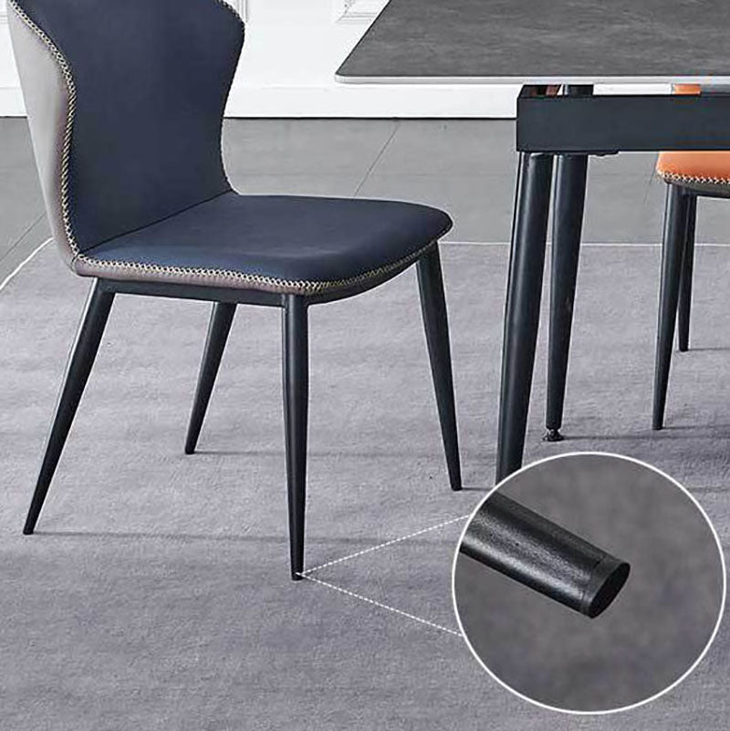 Silla de comedor de cuero contemporánea con respaldo lateral para sala de conferencias