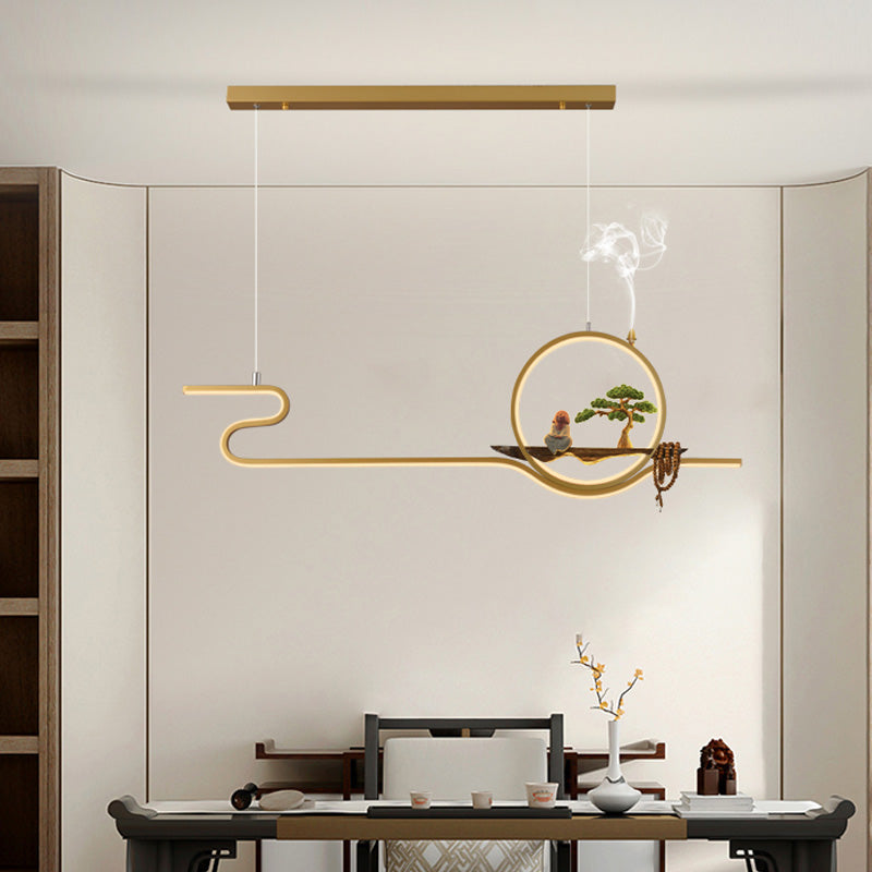 Accesorios de iluminación de isla lineal contemporánea metal de metal de 2 luces de iluminación