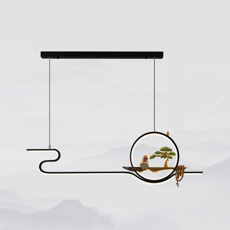 Accesorios de iluminación de isla lineal contemporánea metal de metal de 2 luces de iluminación