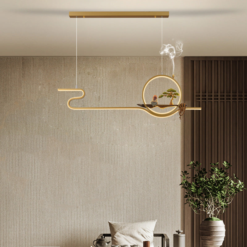 Accesorios de iluminación de isla lineal contemporánea metal de metal de 2 luces de iluminación