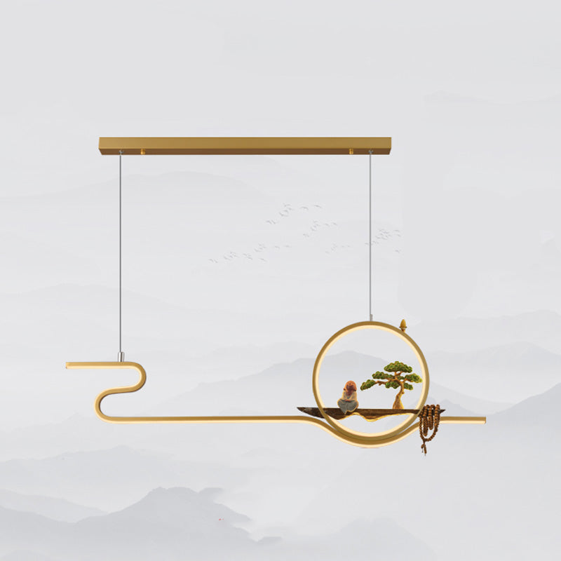 Accesorios de iluminación de isla lineal contemporánea metal de metal de 2 luces de iluminación