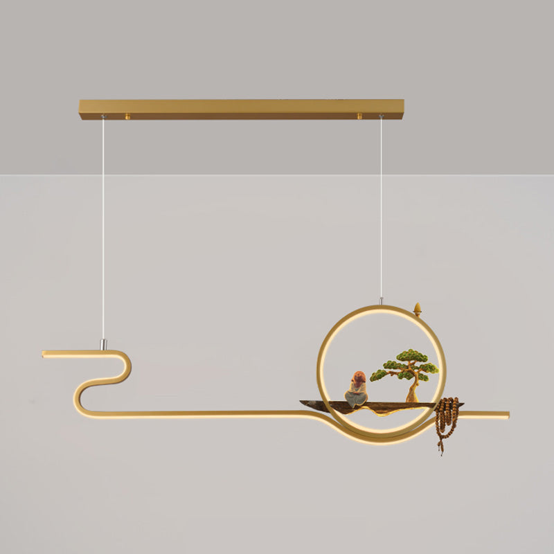 Accesorios de iluminación de isla lineal contemporánea metal de metal de 2 luces de iluminación