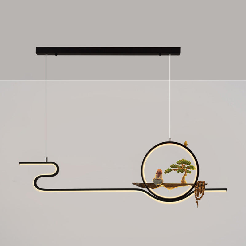 Accesorios de iluminación de isla lineal contemporánea metal de metal de 2 luces de iluminación