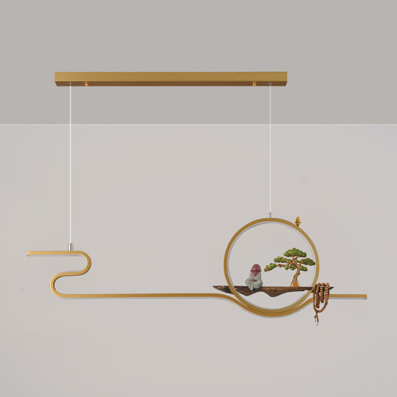 Accesorios de iluminación de isla lineal contemporánea metal de metal de 2 luces de iluminación