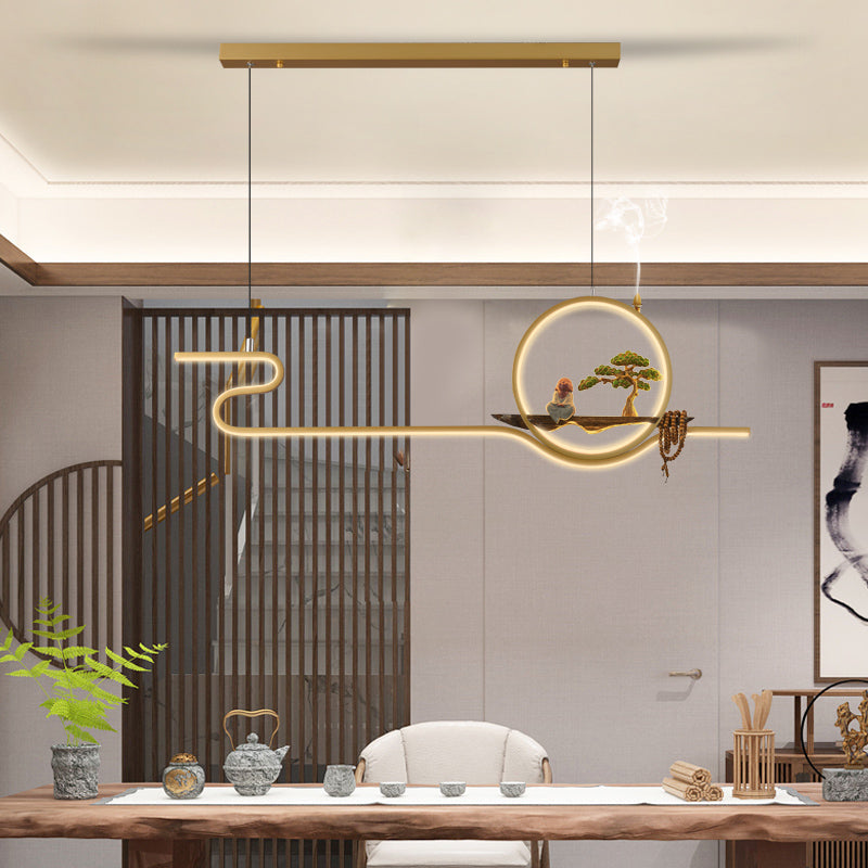 Accesorios de iluminación de isla lineal contemporánea metal de metal de 2 luces de iluminación