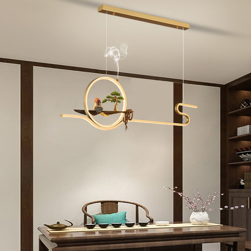 Accesorios de iluminación de isla lineal contemporánea metal de metal de 2 luces de iluminación