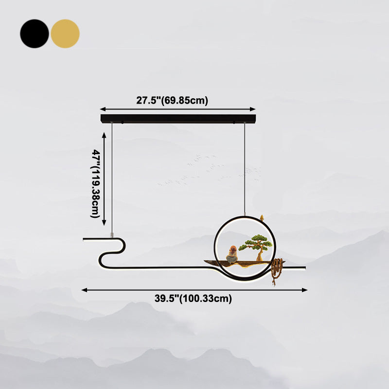 Accesorios de iluminación de isla lineal contemporánea metal de metal de 2 luces de iluminación