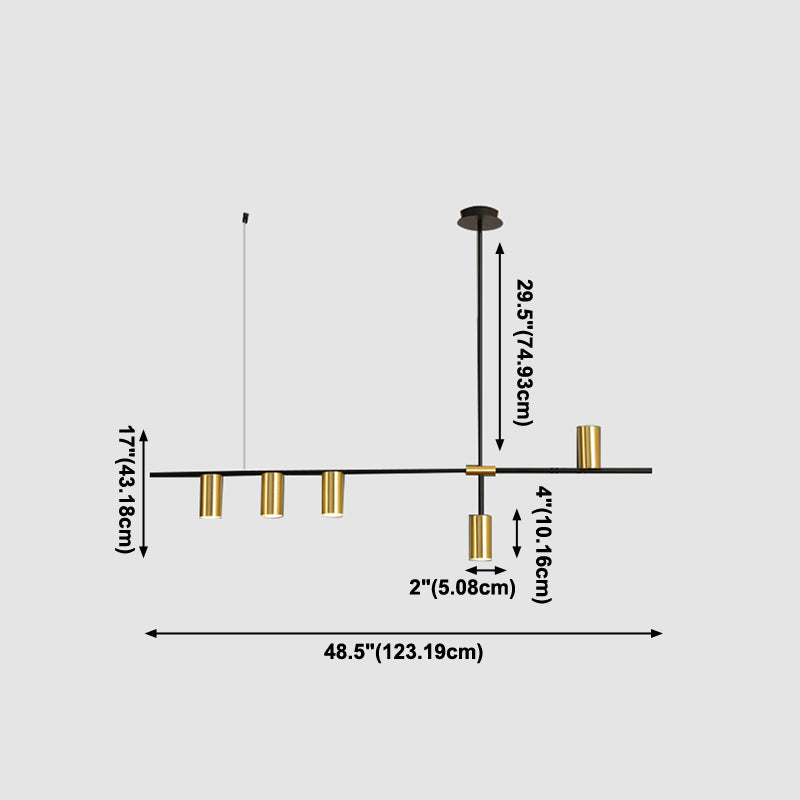 Accesorios de iluminación de la isla de cilindro modernos Luz de metal de lámparas de metal