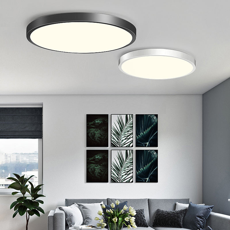 Round Shape LED Ceiling Lamp Modern Iron 1 Light Flush Mount for Balcony Bedroom