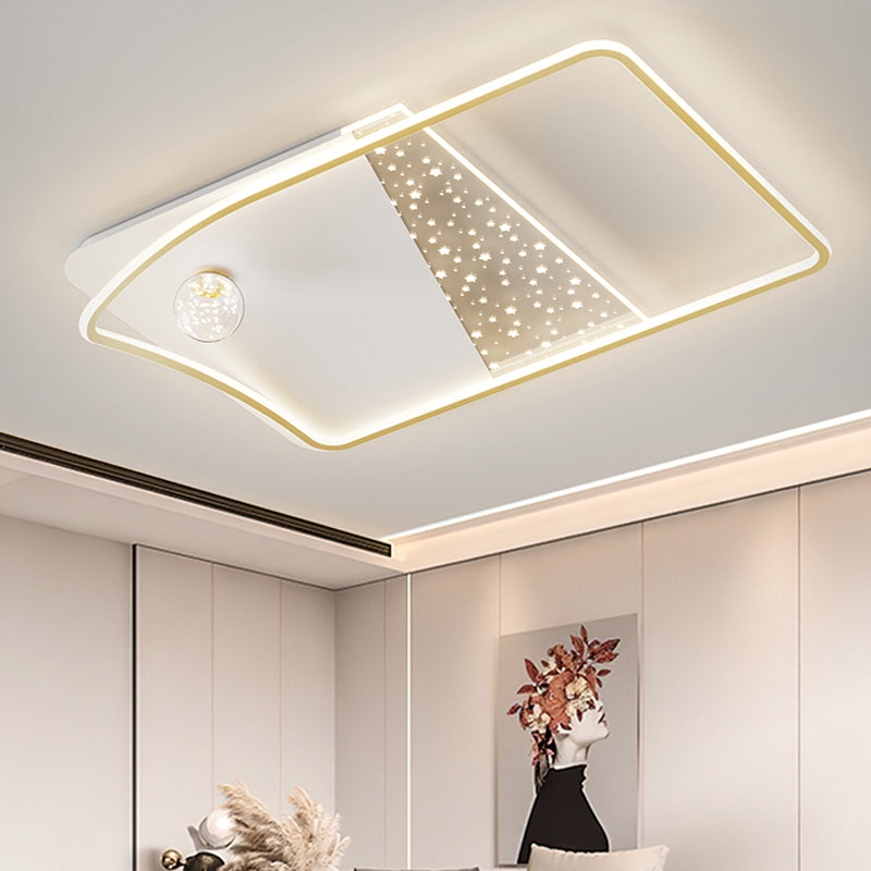 Geometry Shape LED Ceiling Lamp Modern Iron 2 Lights Flush Mount for Living Room Bedroom