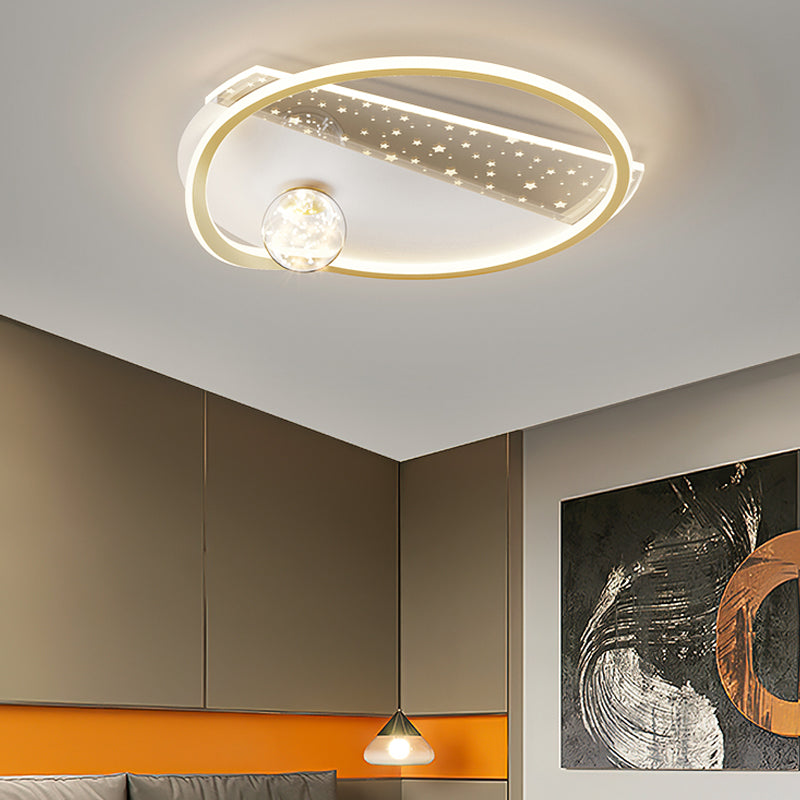 Geometry Shape LED Ceiling Lamp Modern Iron 2 Lights Flush Mount for Living Room Bedroom