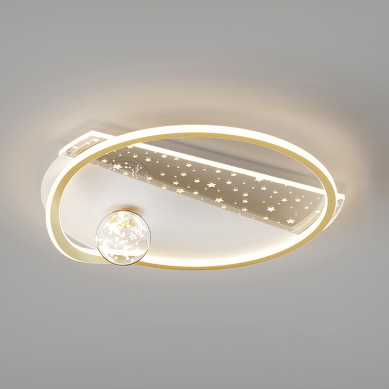 Geometry Shape LED Ceiling Lamp Modern Iron 2 Lights Flush Mount for Living Room Bedroom