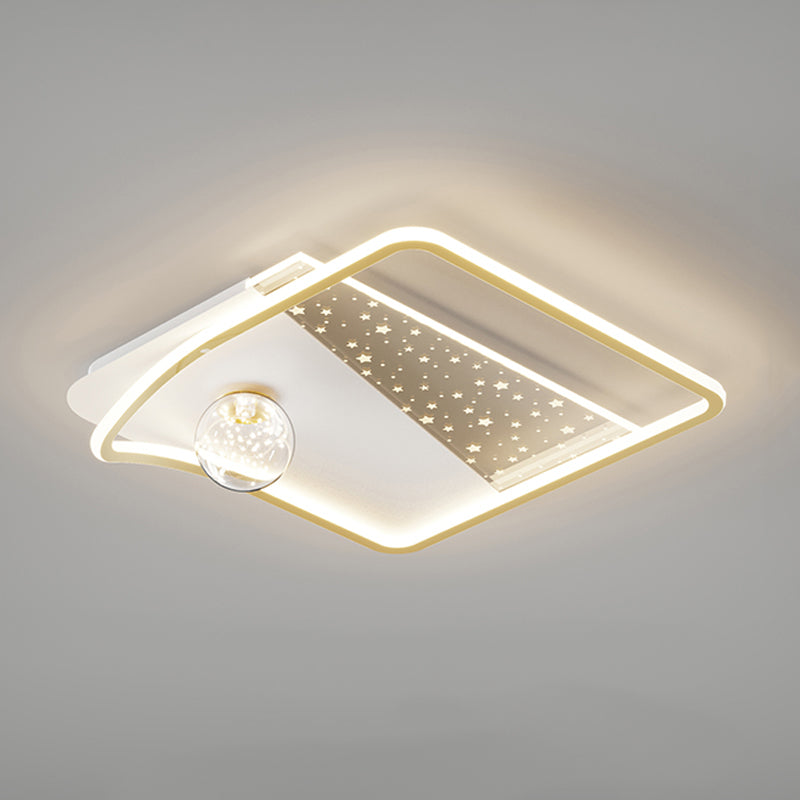 Geometry Shape LED Ceiling Lamp Modern Iron 2 Lights Flush Mount for Living Room Bedroom