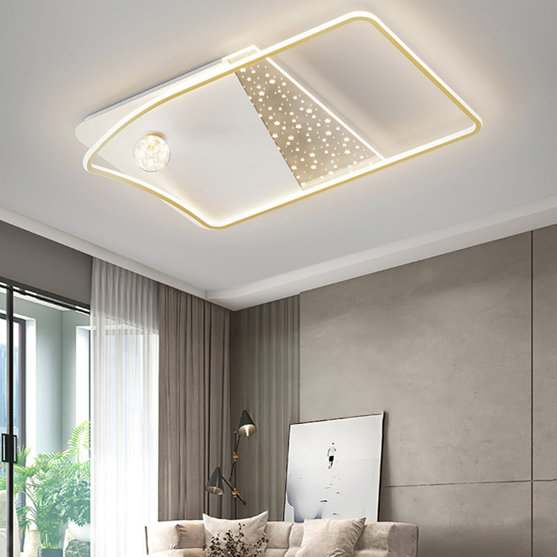 Geometry Shape LED Ceiling Lamp Modern Iron 2 Lights Flush Mount for Living Room Bedroom