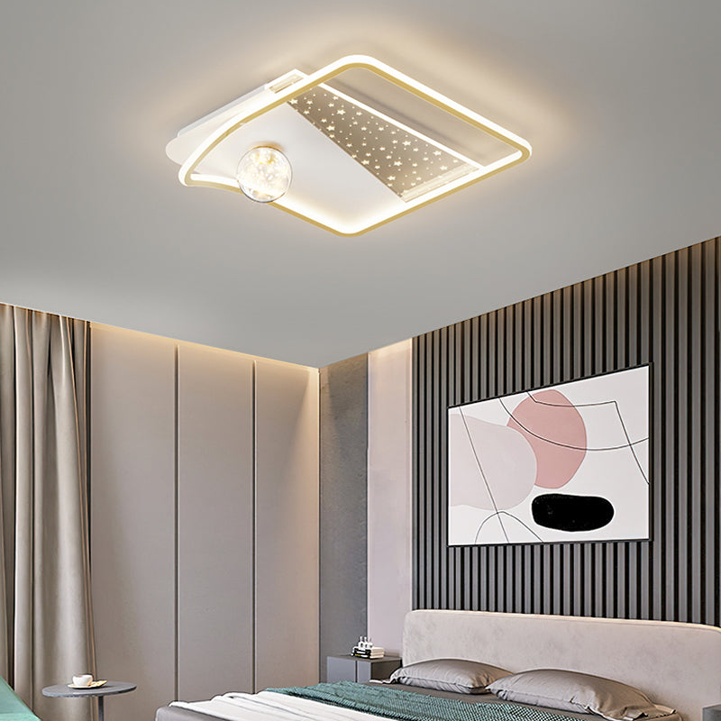 Geometry Shape LED Ceiling Lamp Modern Iron 2 Lights Flush Mount for Living Room Bedroom